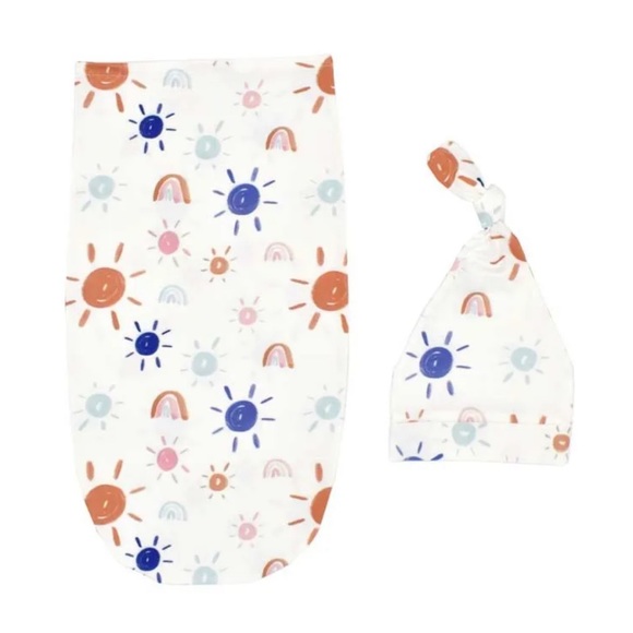 Newborn Blankets Infant Baby Boys Girls Sleeping Bag Swaddle Muslin Wrap+Hat Set - Picture 1 of 2